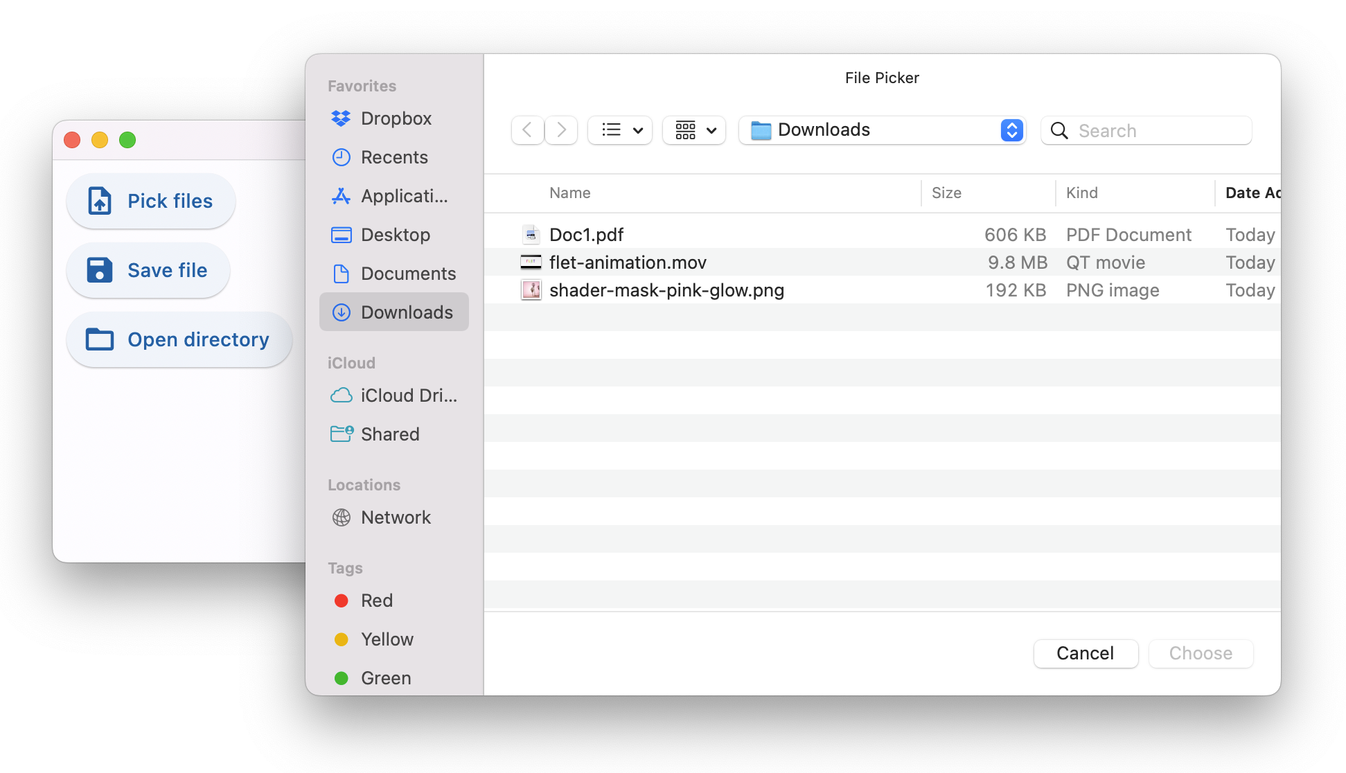File picker all modes demo